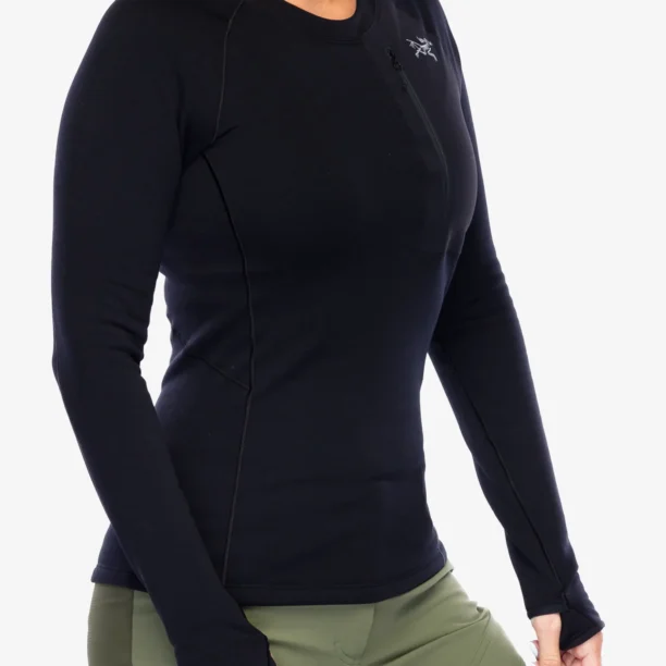 Bluza de corp femei Arcteryx Kyanite Baselayer Crew Neck - black