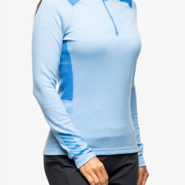 Bluza de corp femei Helly Hansen LIFA Merino Midweight 1/2 Zip - bright blue