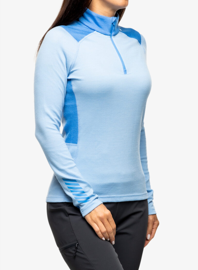 Bluza de corp femei Helly Hansen LIFA Merino Midweight 1/2 Zip - bright blue