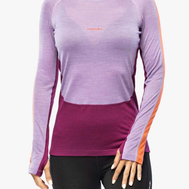 Bluza de corp femei Icebreaker 125 ZoneKnit LS Crewe - purple