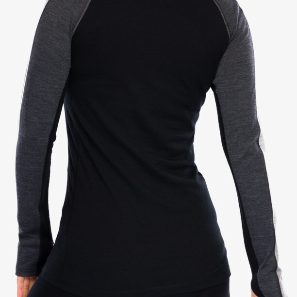 Bluza de corp femei Icebreaker 200 ZoneKnit LS Crewe - jet hthr/black/metro hthr preţ