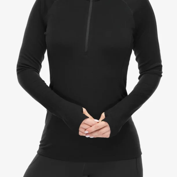 Bluza de corp femei Icebreaker 300 MerinoFine Polar LS Half Zip - black