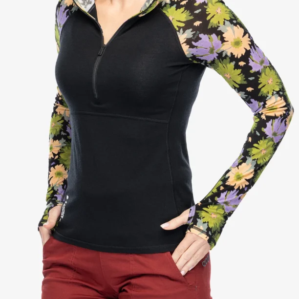 Bluza de corp femei Mons Royale Bella Tech Hood - alpine bloom/black