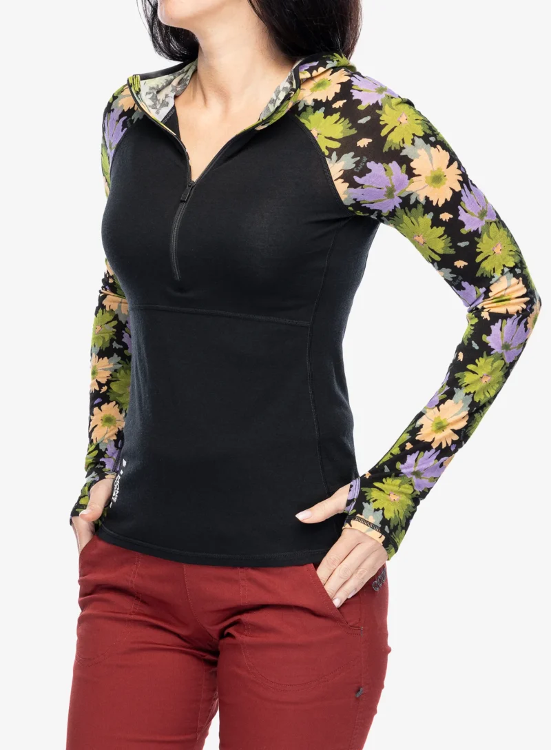 Bluza de corp femei Mons Royale Bella Tech Hood - alpine bloom/black