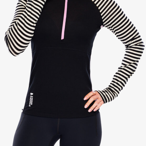 Bluza de corp femei Mons Royale Bella Tech Hood - pink stripe