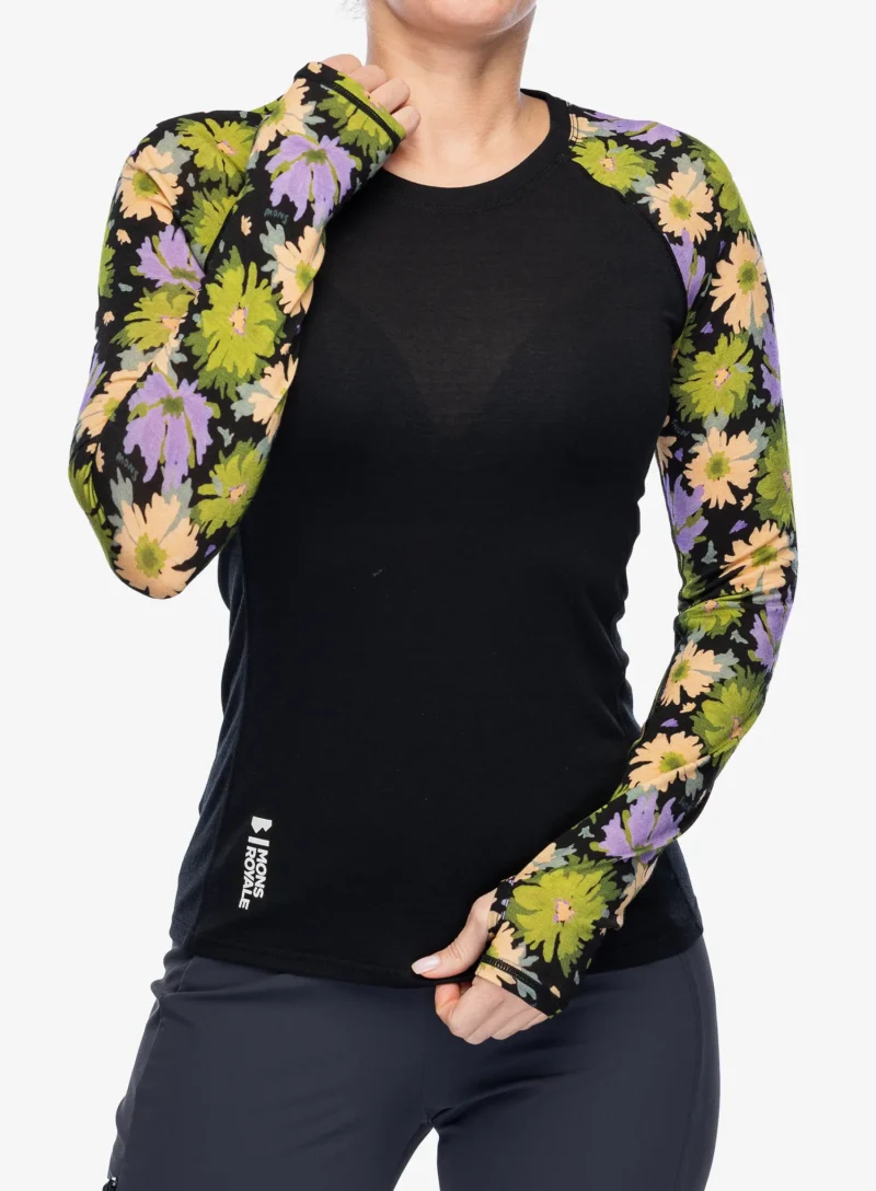 Preţ Bluza de corp femei Mons Royale Bella Tech LS - alpine bloom/black