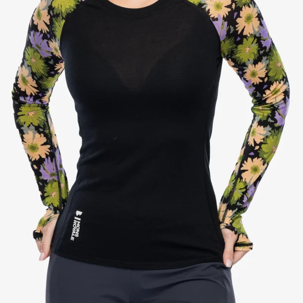 Bluza de corp femei Mons Royale Bella Tech LS - alpine bloom/black