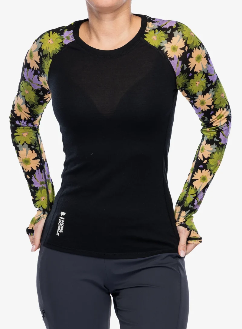 Bluza de corp femei Mons Royale Bella Tech LS - alpine bloom/black