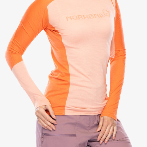 Cumpăra Bluza de corp femei Norrona Falketind Equaliser Merino Round Neck - peach amber/orange alert