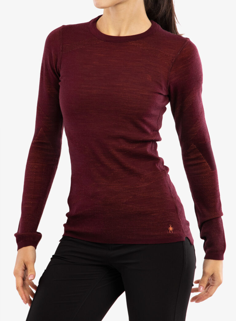 Bluza de corp femei Smartwool Intraknit Merino Crew - black cherry