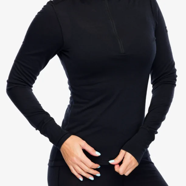 Bluza de corp femei Super.natural Tundra175 Zip 1/4 - jet black