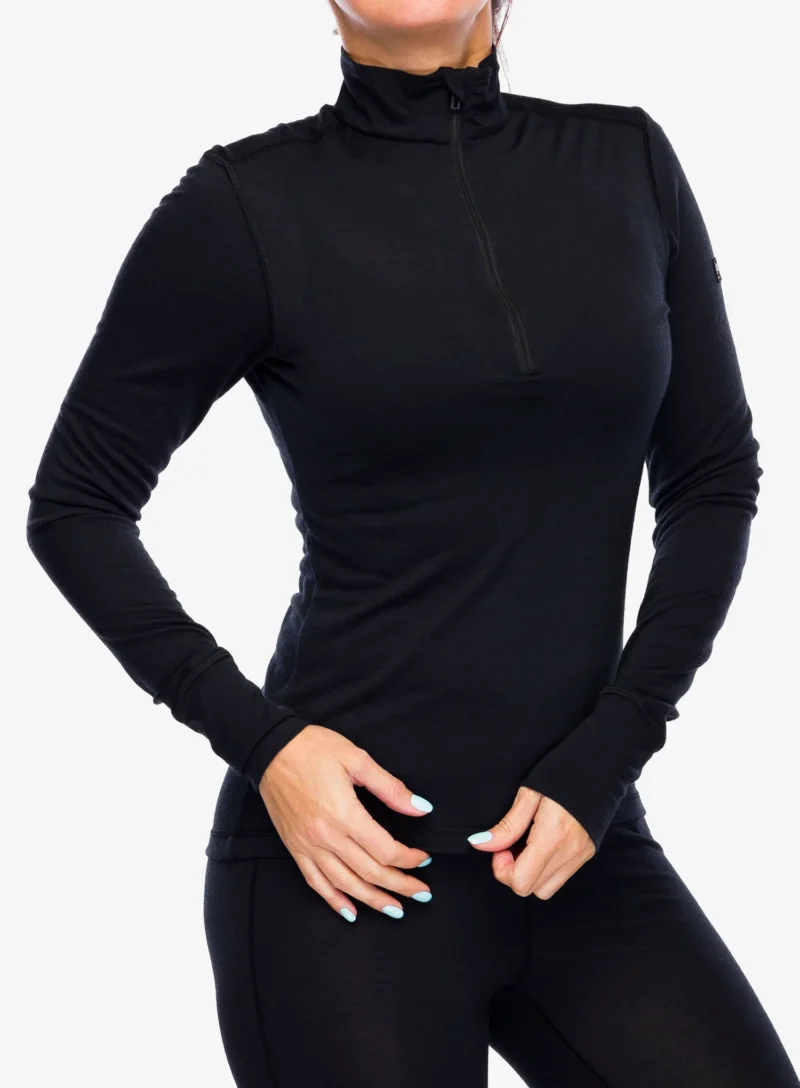 Bluza de corp femei Super.natural Tundra175 Zip 1/4 - jet black