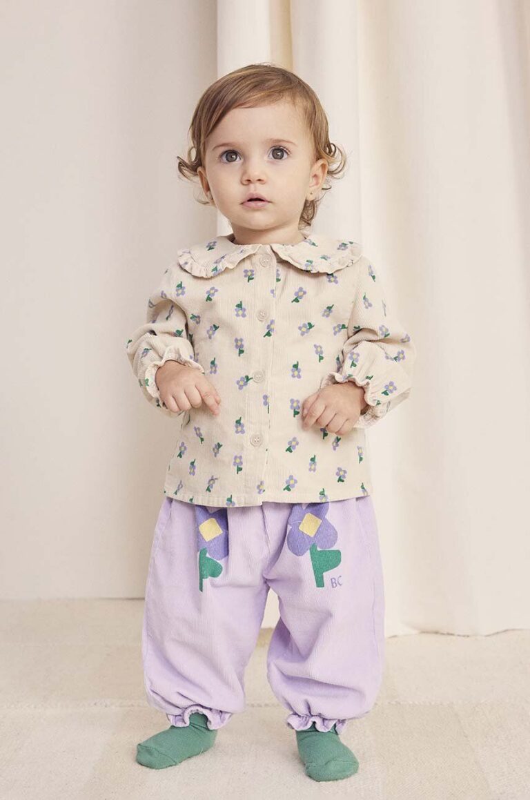 Bobo Choses bluza din bumbac pentru bebelusi Pansy Flower culoarea bej