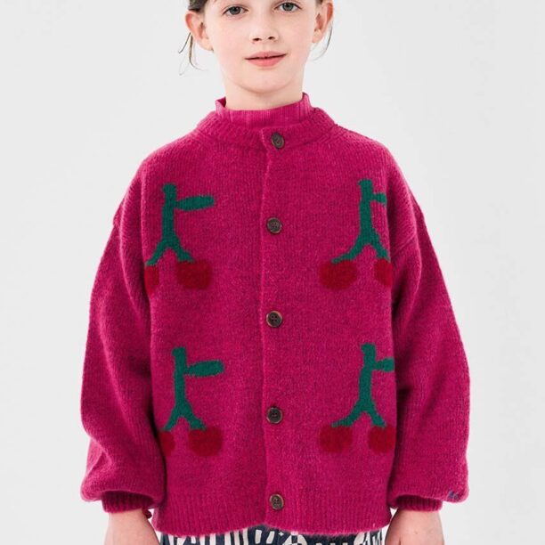 Bobo Choses cardigan cu amestec de lână pentru copii Cherry culoarea roz