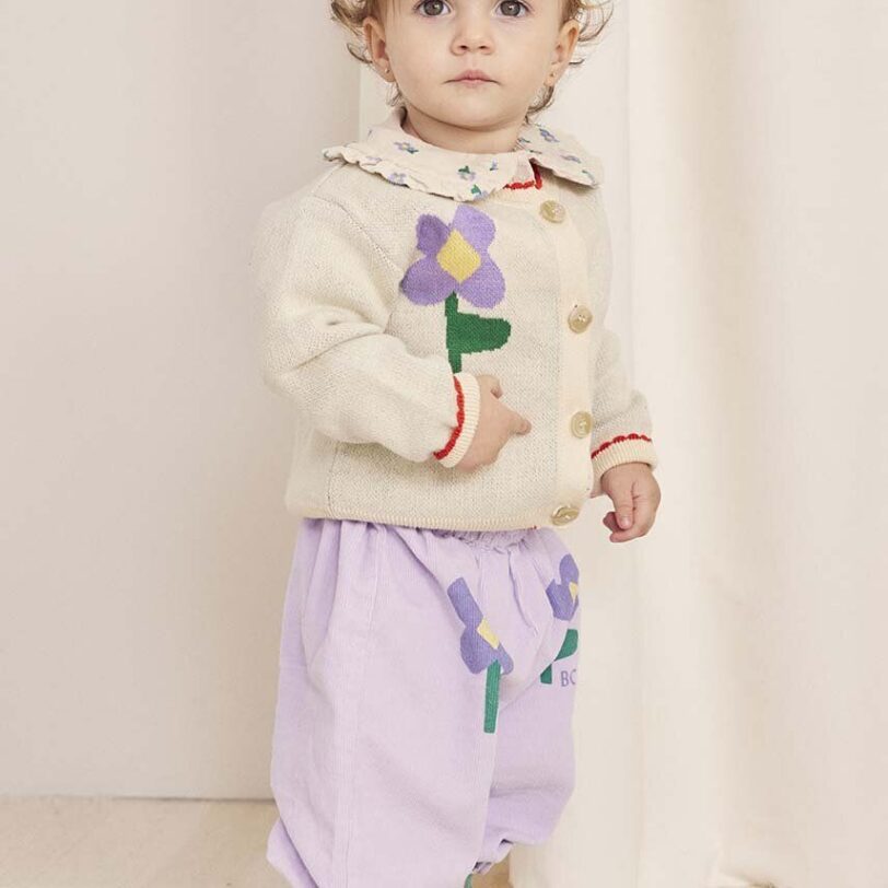 Bobo Choses cardigan din bumbac pentru bebeluși Pansy Flower culoarea alb