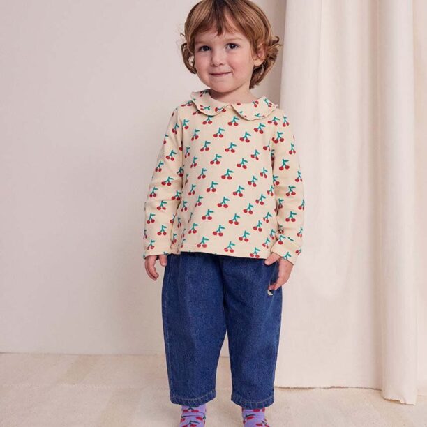 Bobo Choses longsleeve din bumbac pentru bebeluși Cherry culoarea bej