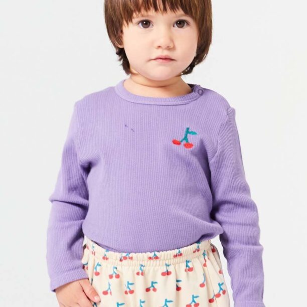 Bobo Choses longsleeve din bumbac pentru bebeluși Cherry culoarea violet