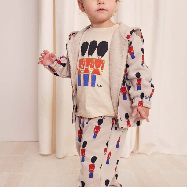 Bobo Choses longsleeve din bumbac pentru bebeluși Little Tin Soldier culoarea bej