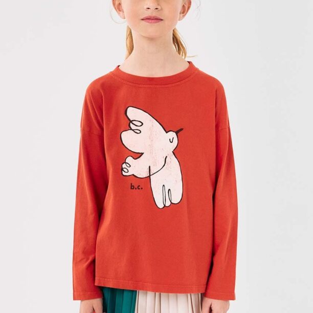 Bobo Choses longsleeve din bumbac pentru copii Freedom Bird culoarea rosu