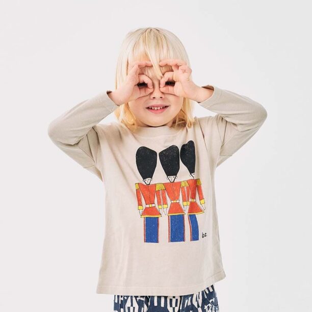 Bobo Choses longsleeve din bumbac pentru copii Little Tin Soldier culoarea bej