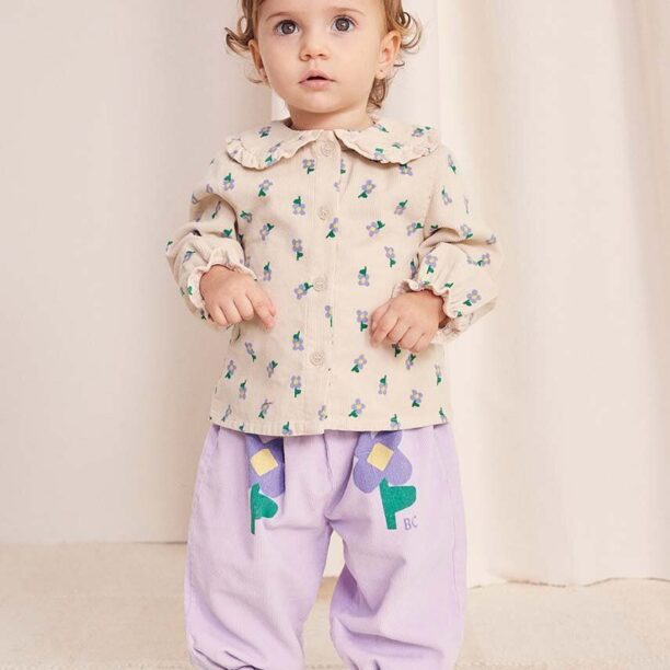 Bobo Choses pantaloni de trening din bumbac pentru bebeluși Pansy Flower culoarea violet