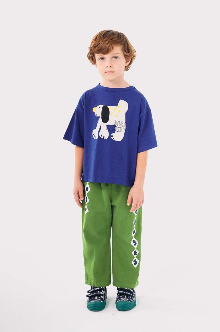 Bobo Choses pantaloni de trening din bumbac pentru copii Diamonds culoarea verde