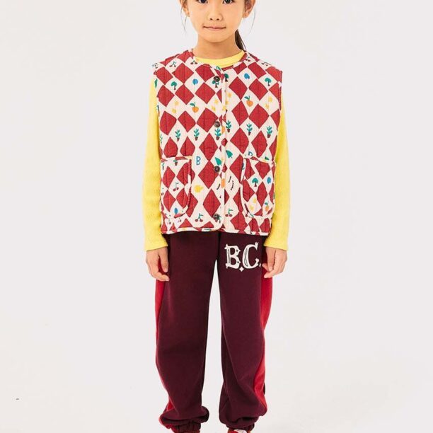 Bobo Choses pantaloni de trening din bumbac pentru copii culoarea bordo