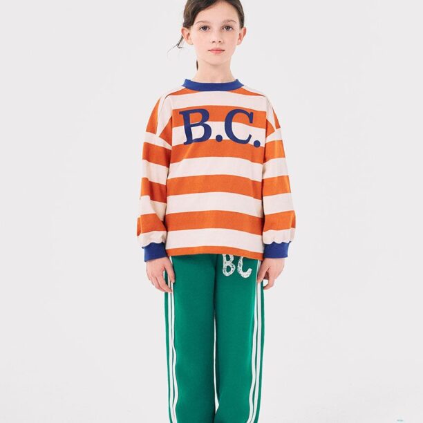 Bobo Choses pantaloni de trening din bumbac pentru copii culoarea verde