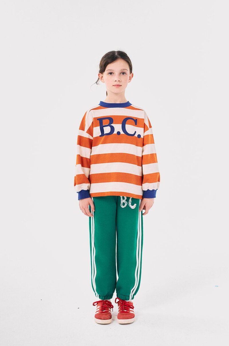 Bobo Choses pantaloni de trening din bumbac pentru copii culoarea verde