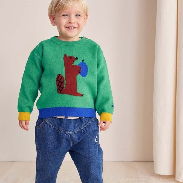 Bobo Choses pulover bebe Hungry Squirrel culoarea verde