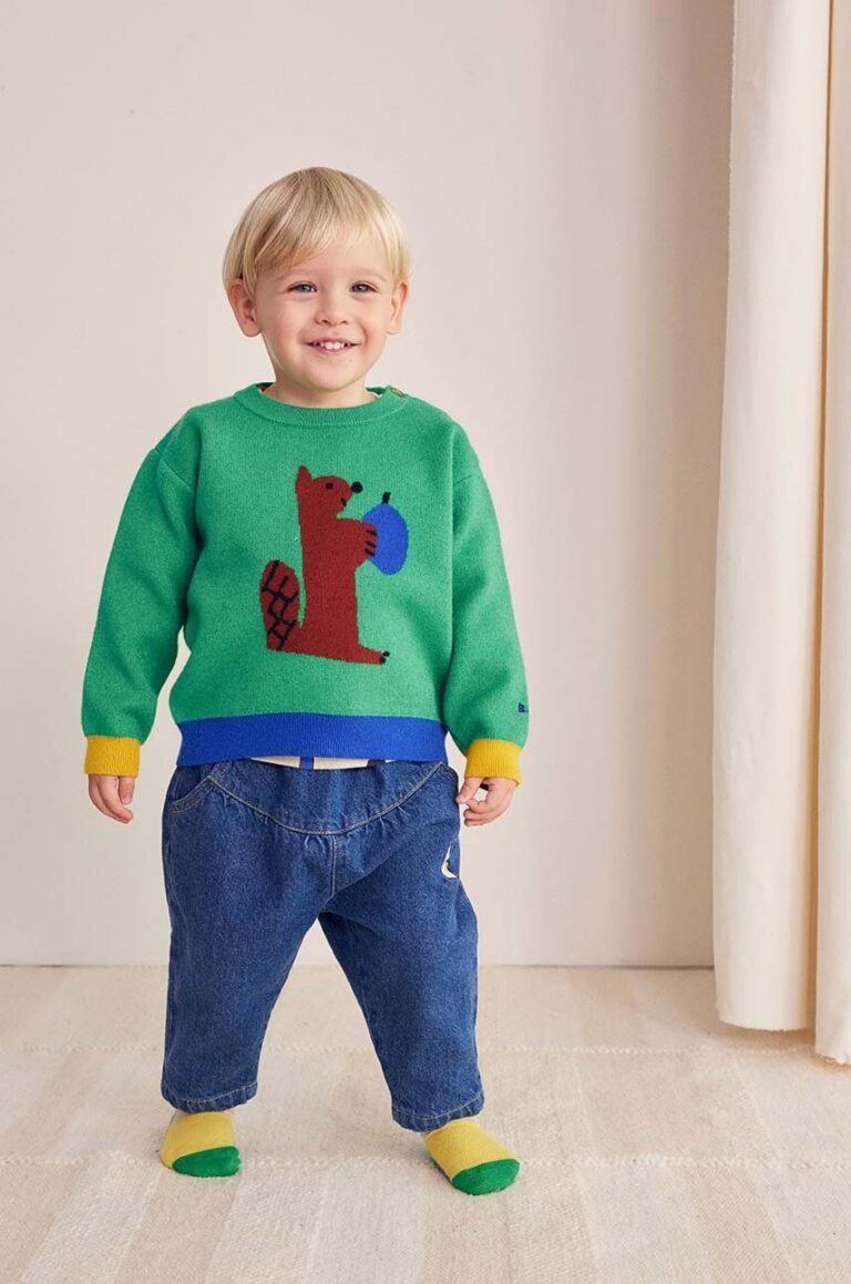 Bobo Choses pulover bebe Hungry Squirrel culoarea verde