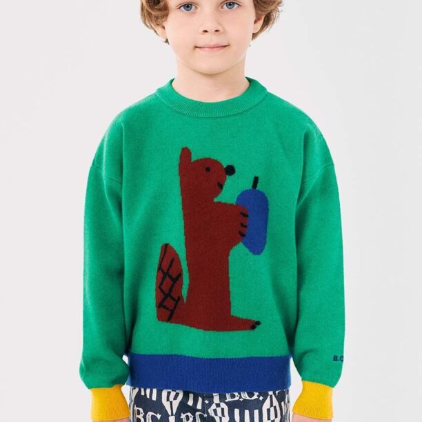 Bobo Choses pulover copii Hungry Squirrel culoarea verde