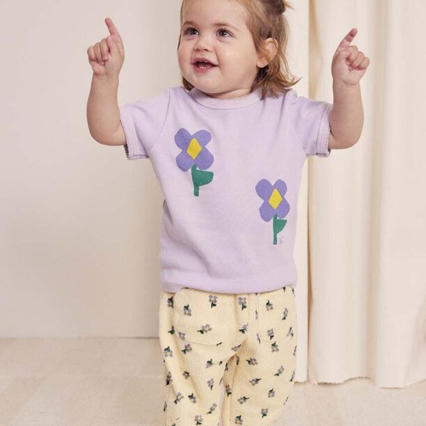 Bobo Choses tricou bebe Pansy Flower culoarea violet