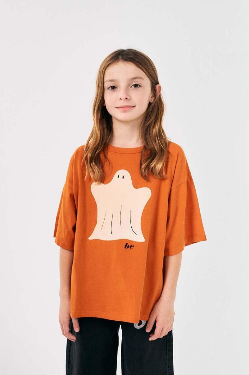 Bobo Choses tricou de bumbac pentru copii Funny Ghost culoarea portocaliu