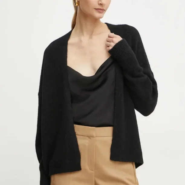 Boss Orange cardigan din lana culoarea negru