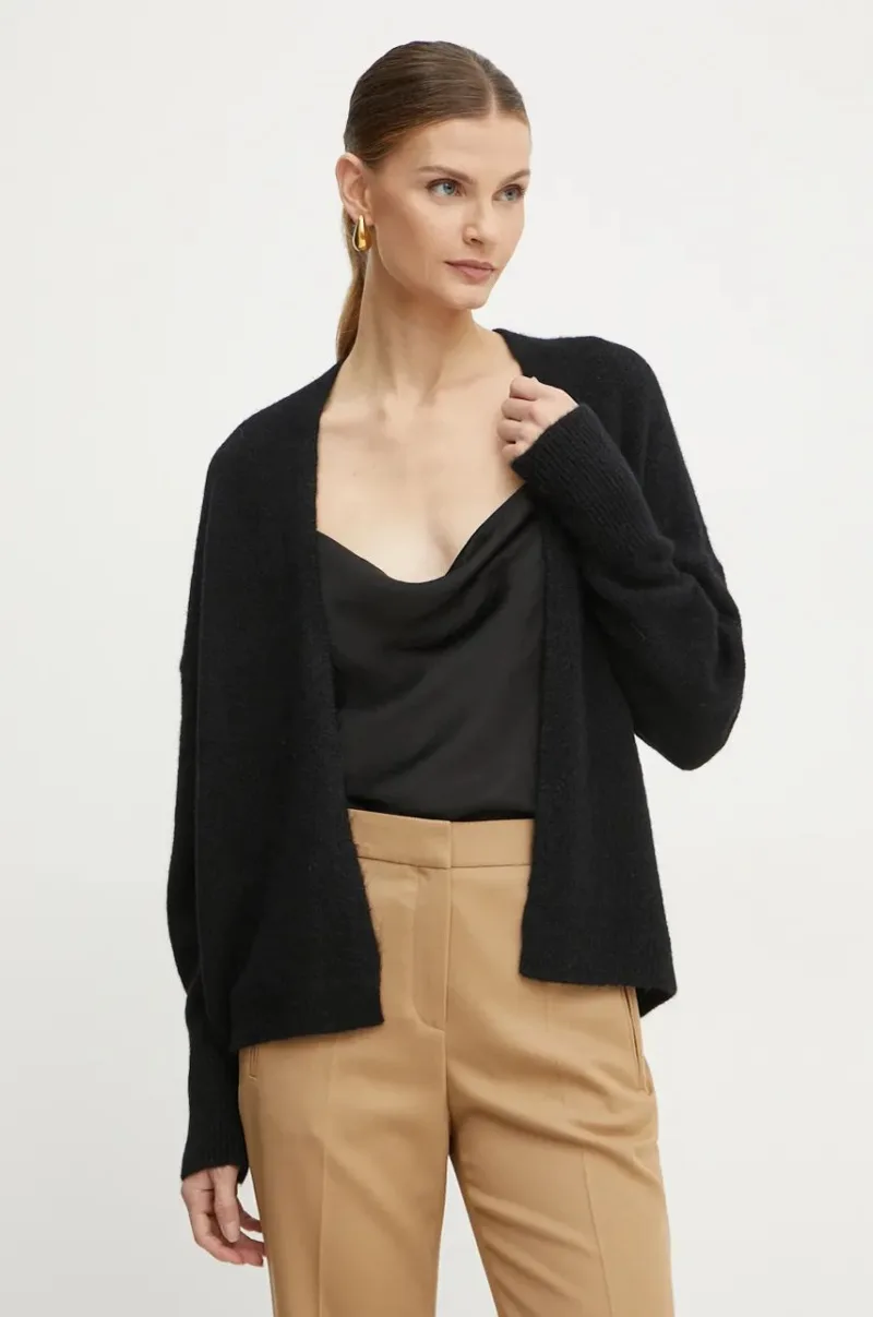 Boss Orange cardigan din lana culoarea negru