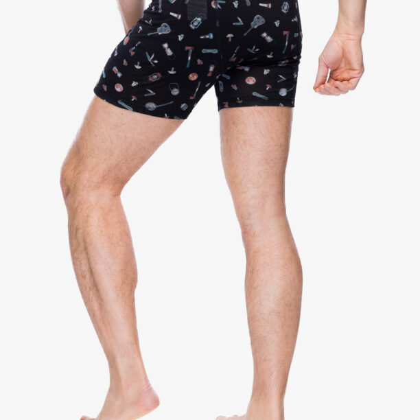 Boxeri Smartwool Merino Print Boxer Brief Boxed - black gone camping preţ