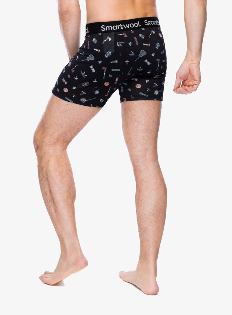 Boxeri Smartwool Merino Print Boxer Brief Boxed - black gone camping preţ