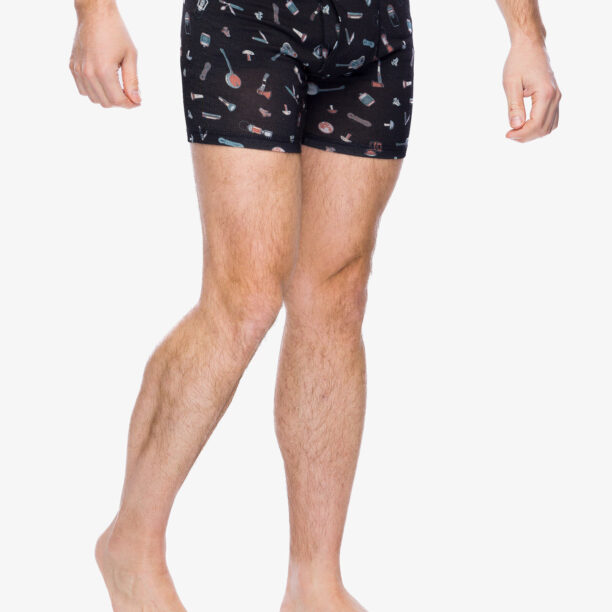 Cumpăra Boxeri Smartwool Merino Print Boxer Brief Boxed - black gone camping