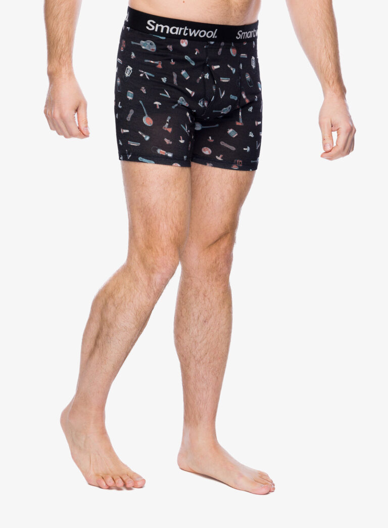 Cumpăra Boxeri Smartwool Merino Print Boxer Brief Boxed - black gone camping