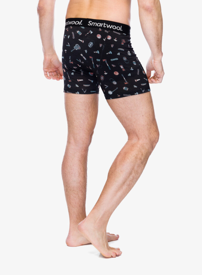 Preţ Boxeri Smartwool Merino Print Boxer Brief Boxed - black gone camping