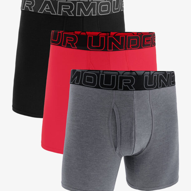 Boxeri Under Armour Performance Cotton 6 in 3-Pack Boxerjock - castlerock full htr/red/steel