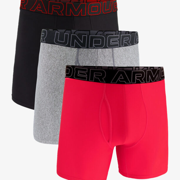 Boxeri Under Armour Performance Tech 6 in 3-Pack Boxerjock - red/castlerock full heather