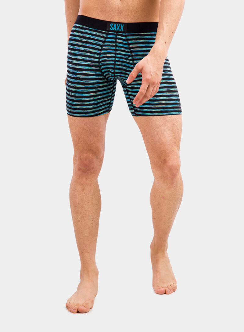 Boxeri barbati SAXX Vibe Boxer Modern Fit - black space hiker stripe