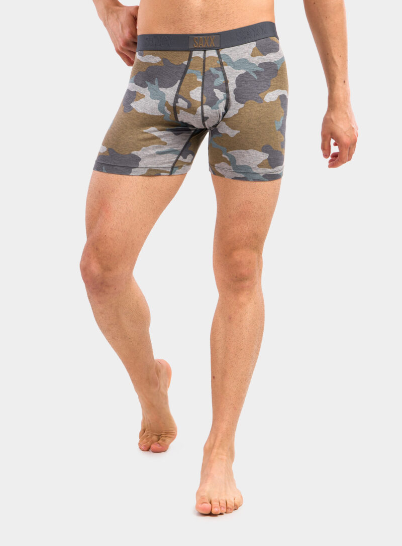 Original Boxeri barbati SAXX Vibe Boxer Modern Fit - grey supersize camo