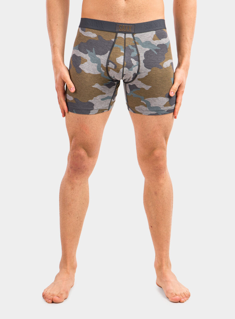 Boxeri barbati SAXX Vibe Boxer Modern Fit - grey supersize camo