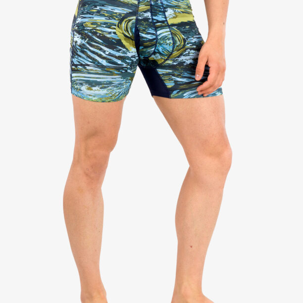 Original Boxeri barbati Saxx Hot Shot Boxer Brief Fly - water camo/dark ink