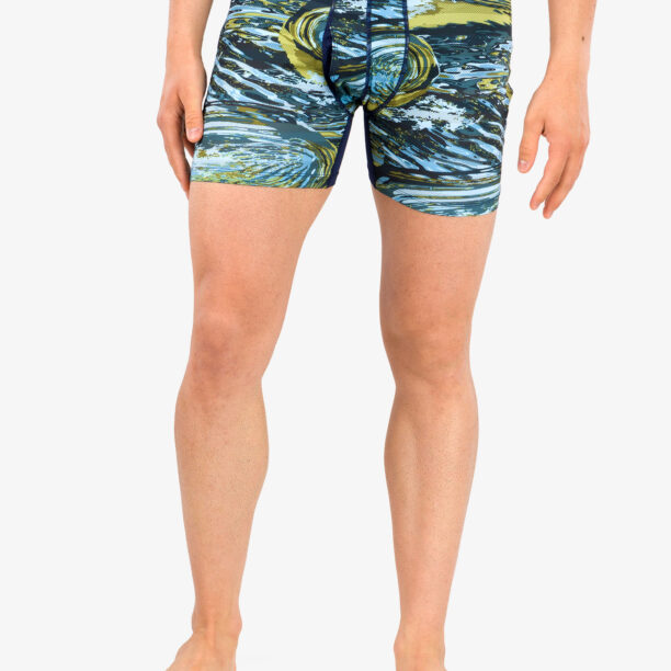 Boxeri barbati Saxx Hot Shot Boxer Brief Fly - water camo/dark ink