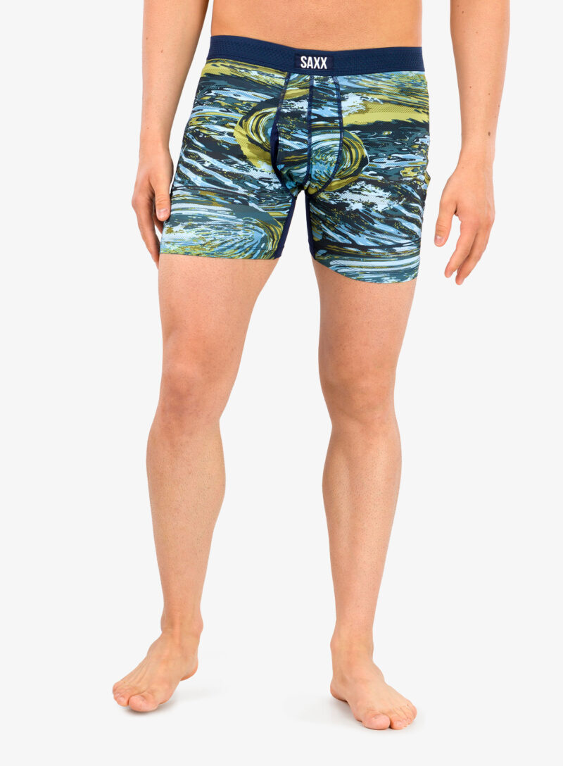 Boxeri barbati Saxx Hot Shot Boxer Brief Fly - water camo/dark ink