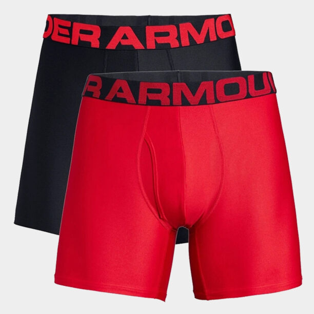 Boxeri barbati Under Armour Tech 6in 2 Pack - red/black